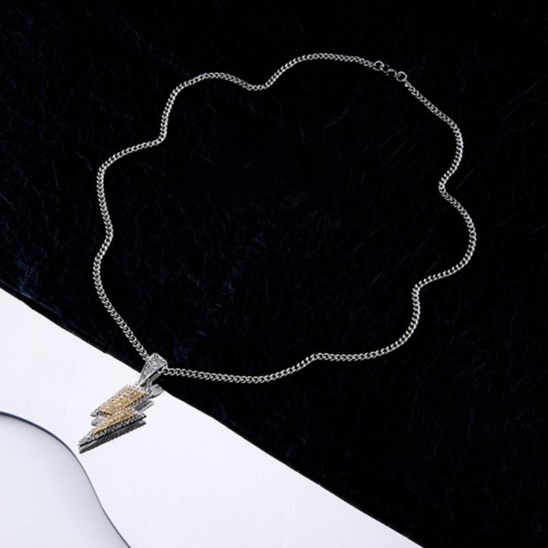 Ожерелье с подвесками Shine Full Zircon Lightning Ожерелье для женщин и мужчин Iced Out Chain Хип-хоп вечерние ювелирные аксессуары