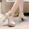European and American Fashion Women's Boots 2024 Autumn and Winter New Metal Decoration Simple High Heel Women's Short Boots