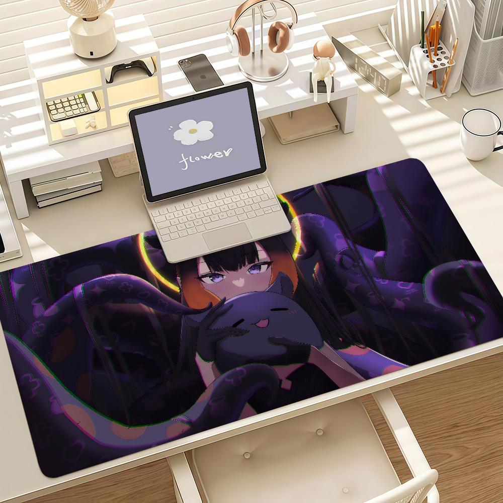 Anime Ninomae Inanis Large Mouse Pad Gaming Desk Mat Nonslip Rubber Base For Laptop Pc Desktop Decor
