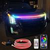 Светодиодная полоса для капота автомобиля с RGB-подсветкой, управление через приложение, многоцветная, акцентное освещение моторного отсека, декоративная подсветка кузова для автомобилей, внедорожников, пикапов