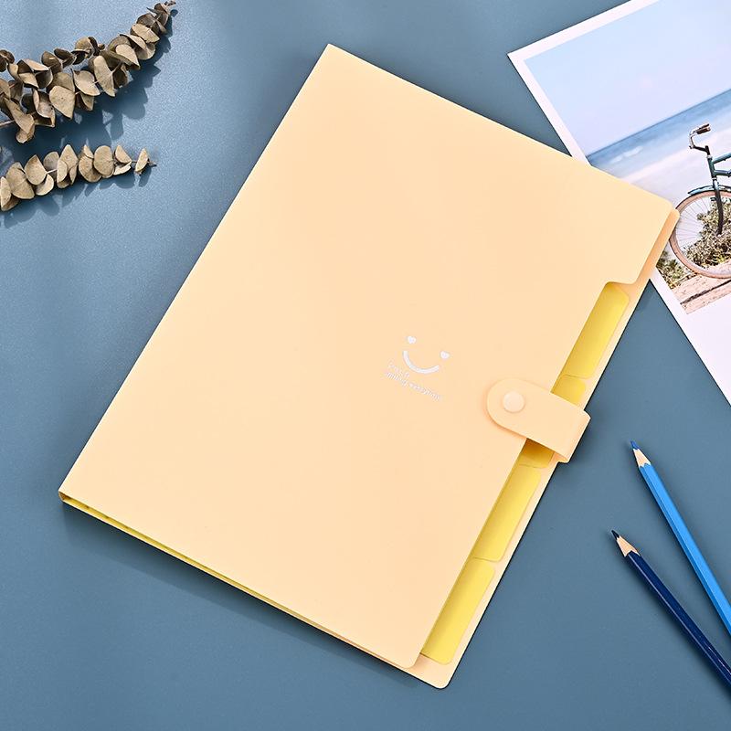 Улыбающаяся папка ярких цветов, креативная многослойная папка А4, текстовая сумка из полипропилена, сумка для органов, тестовая бумага, сумка для хранения текстовой части