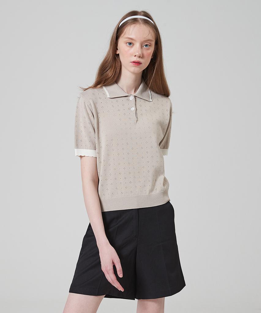 BLOND9 Punching Collar Knit_Sand Beige