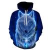 Spring and Autumn New Hoodie Fox Wolf 3D Digital Printing Air Layer Loose Men's Pullover Casual Sweater