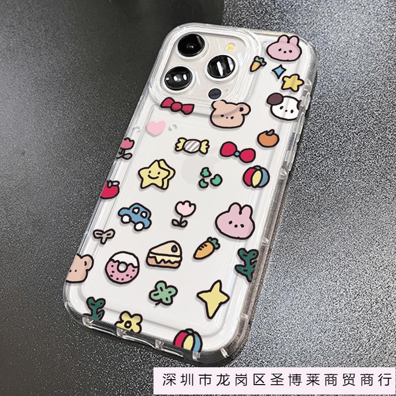Мультяшное животное десерт яблоко 15 чехол для мобильного телефона iphone14promax прозрачный мягкий силикон 13/12/11 противоударный XR