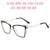 Women Men Anti-Blue Light Cat Eye Myopic Glasses +Metal Myopia Photochromic Prescription Eyeglasses 0 -0.5 -0.75 To -6.0