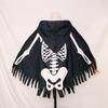 Goth Skeleton Cape Hooded Skull Bones Cloak Funny Halloween Props  Hallowmas
