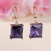 Мода золотого цвета прямоугольные фиолетовые висячие серьги принцесса обручальные серьги ювелирные изделия