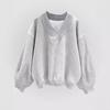 Осеннее серое худи с длинными рукавами, корейский повседневный свободный топ с V-образным вырезом, удобное повседневное худи