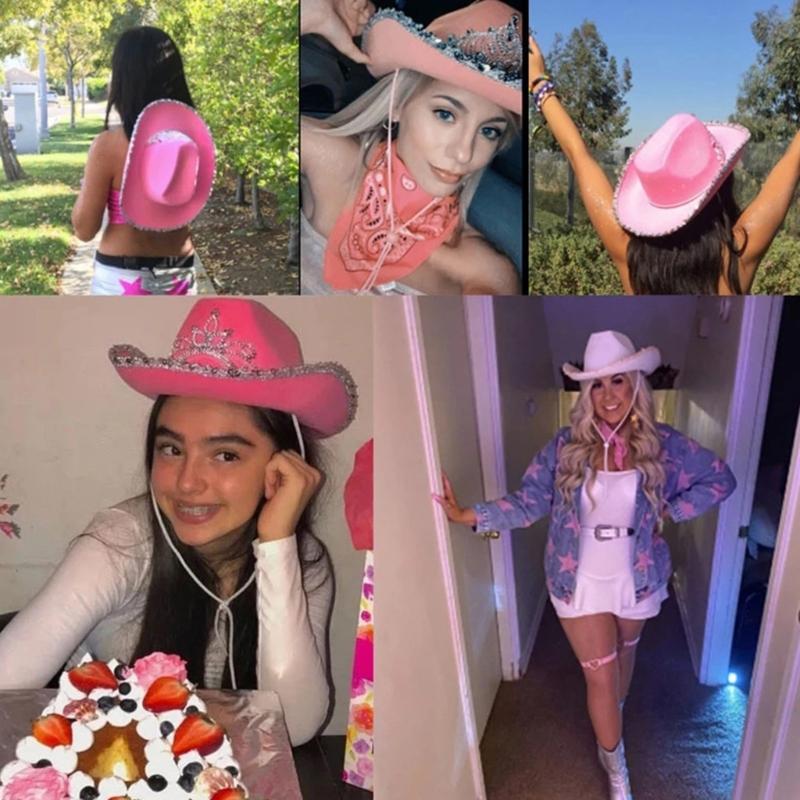 Delicate Pink Cowboy Hat Nightclubs and Parties Photo Studio Props and Stage Performances Multipurpose Decoration