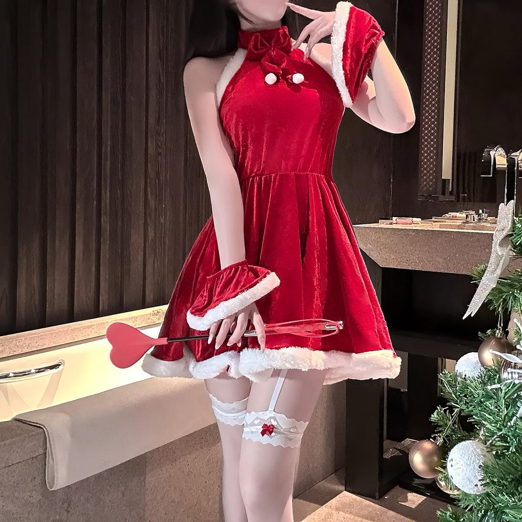 Sexy Velvet Christmas Sexy Seduction Bunny Cosplay Internet celebrity Female New Year's Robe Set