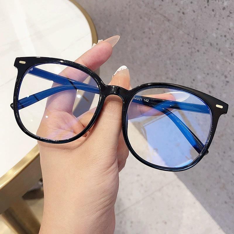 Transparent large-frame glasses tortoiseshell leopard print plain glasses can be equipped with myopia lenses