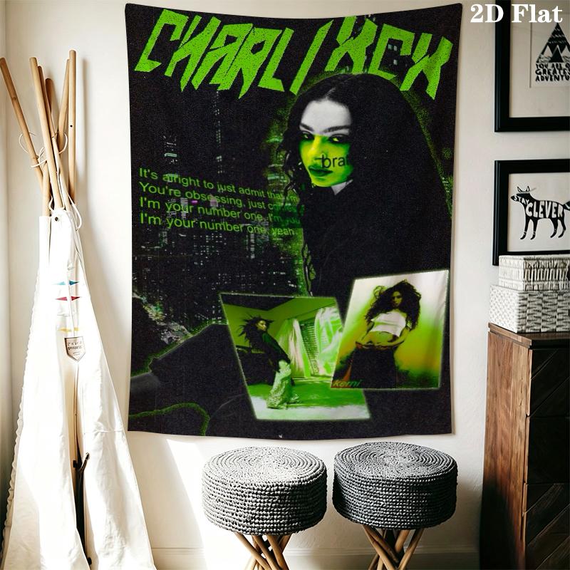 Charli xcx Wall Tapestry Aesthetic Wall Hanging Printed Fabric Blanket Decorative Tapestries for Bedroom Living Room Home Decor