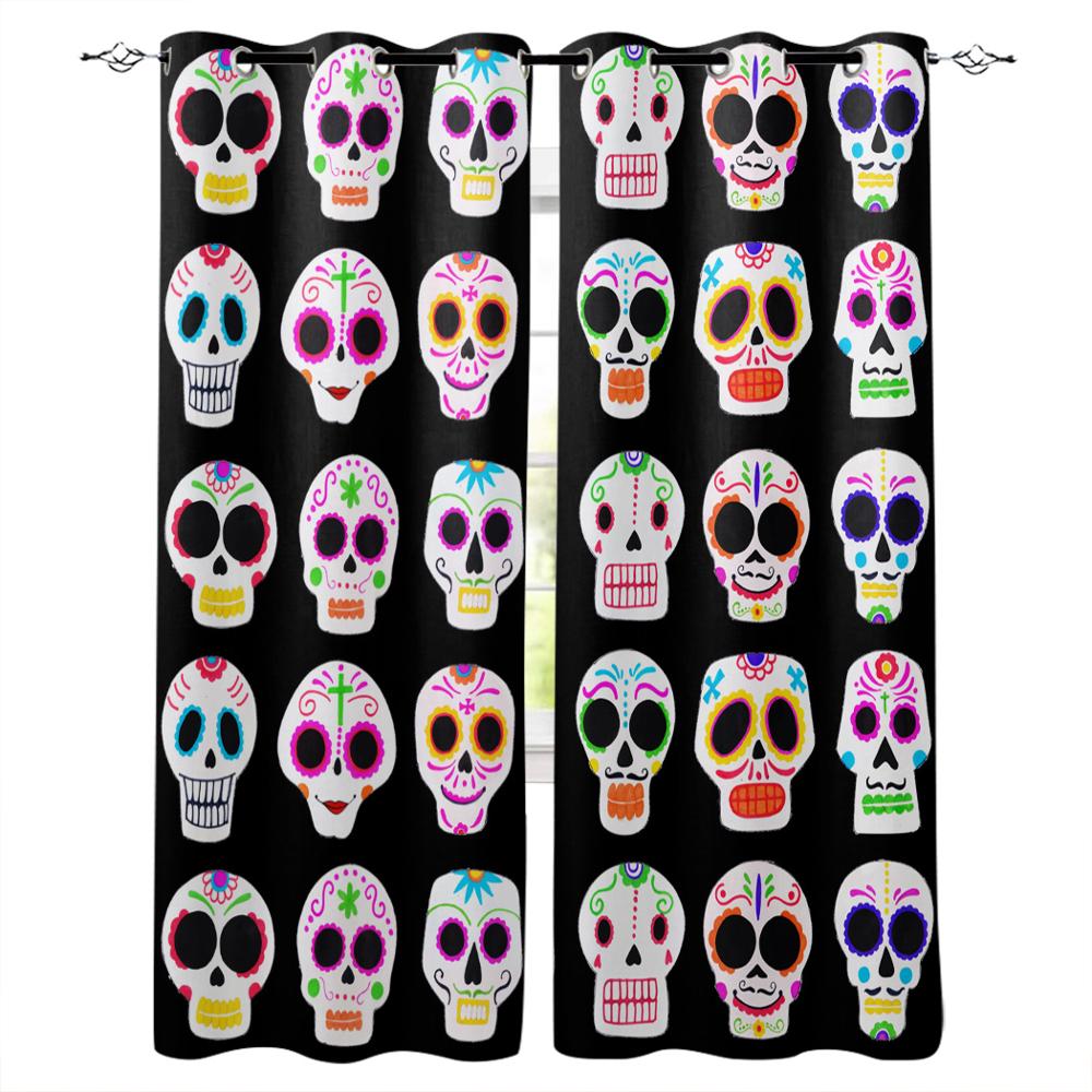 Художественный Череп Красные Цветы Волна Новые Простые Шторы Украшения Дома Шторы Современные Товары Для Дома