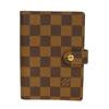 Used Damier Card Case, 12564 Agenda PM R20700 8001 Logo Brown Diary with 6 Holes and Checkered Pattern
