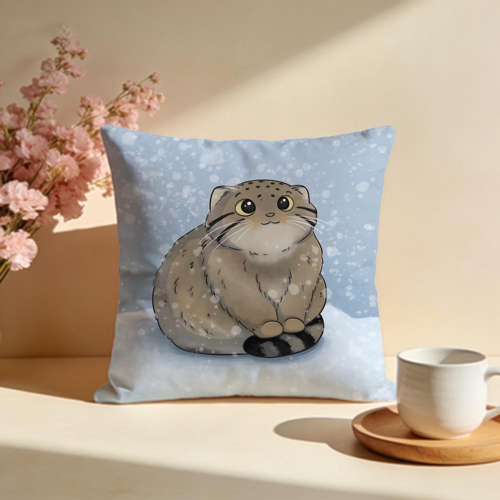 Fluffy Pallass Cat Cushion Cover Soft Pillow Cases for Home Bedroom Living Room Sofa