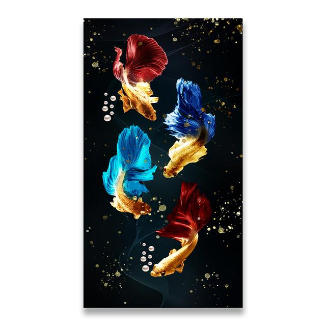 Китайский стиль золотой кои холст картина настенное искусство фэн-шуй рыба печать плакатов карп лотос пруд картина комната Hoom Декор Куадрос без рамки