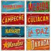 MEXICO License Plate Landmark Metal Tin Plaque City Metal Sign Wall Decor Garage Bar Pub Club Hotel Cafe Kitchen Home