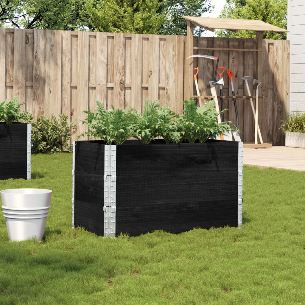 Black Plant Box 100 x 50 cm Solid Pine Wood
