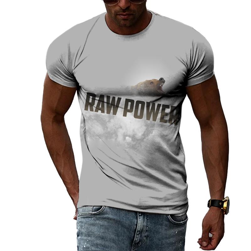 Летние оригинальные футболки с изображением медведя и животного, мужские повседневные футболки с интересной индивидуальностью и круглым вырезом с 3D принтом и короткими рукавами, уличная одежда