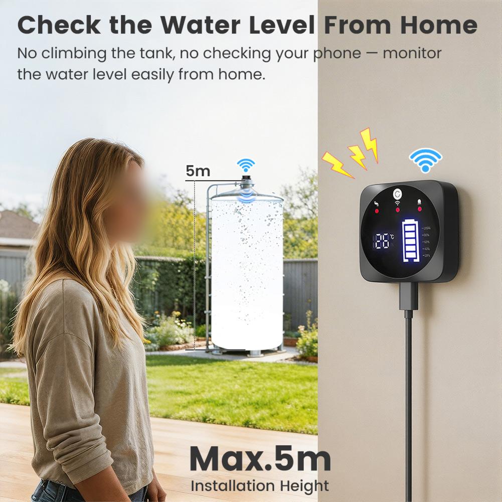 Tuya - WiFi датчик уровня воды Умный монитор резервуара для воды Предупреждение о пользовательском пороге - IP65 Водонепроницаемый 3-метровый кабель Инструмент для удаленного обнаружения