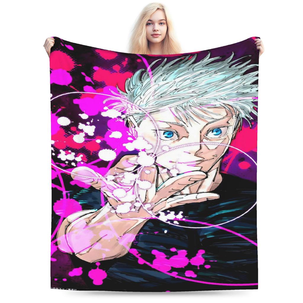 Warm Cozy Blanket Picnic Gojo Satoru Bedding Throws Novelty Bedspread For Couch Bed