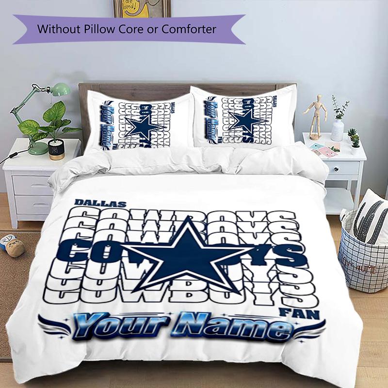 3pcs Dallas Cowboys Cover Set - Personalized Name, HD Printed Bedding with 1 Cover and 2 Pillowcases - Perfect for Home Decor, Easy Care