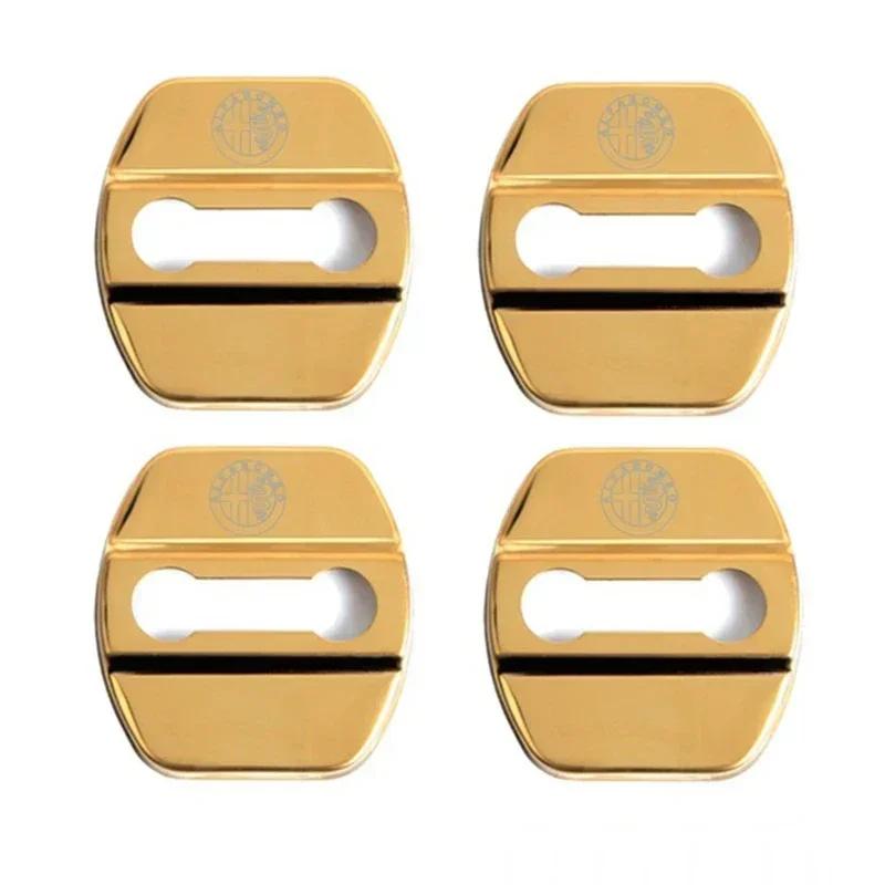 SYENG1 4Pcs Car Door Lock Protective Cover Sticker for Alfa Romeo Logo Sportiva Giulia Giulietta 159 156 MITO Stelvio 147 Accessories
