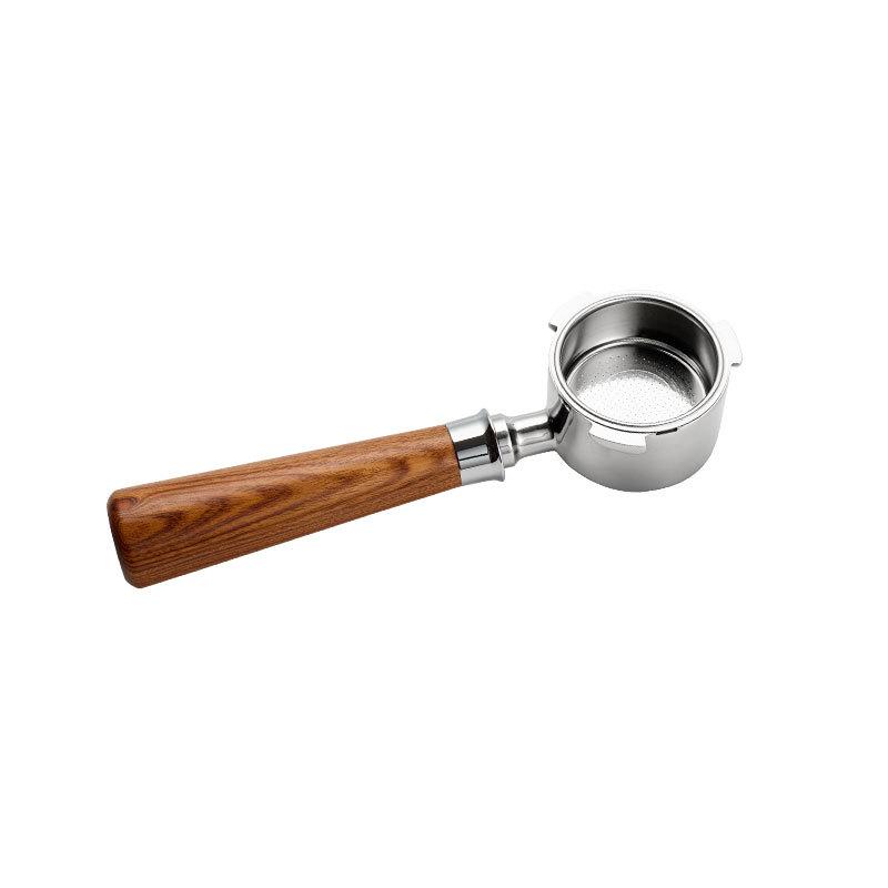 51mm Bottomless Portafilter – Solid Wood Handle, 304 Stainless Steel Funnel for Espresso Machines