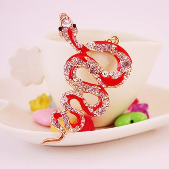 Keychain Shiny Rhinestones Snake Shape Key Ring Decorative Car Key Holder Bag Handbag Charm