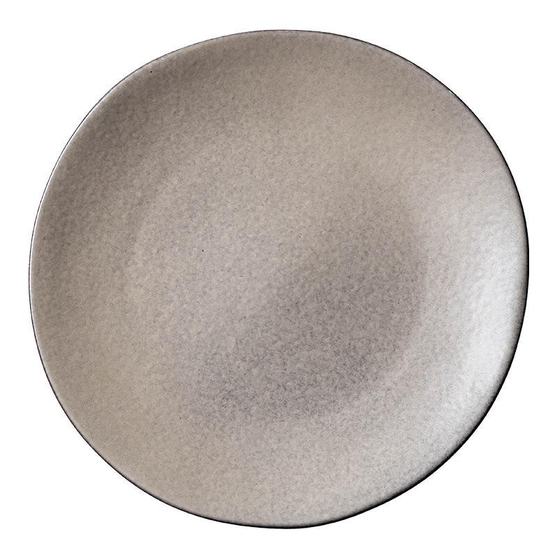 Plate Retro Matte Ceramic Plate Household Japanese Pasta Plate Steak Plate Tableware Plate Round Vegetable Plate