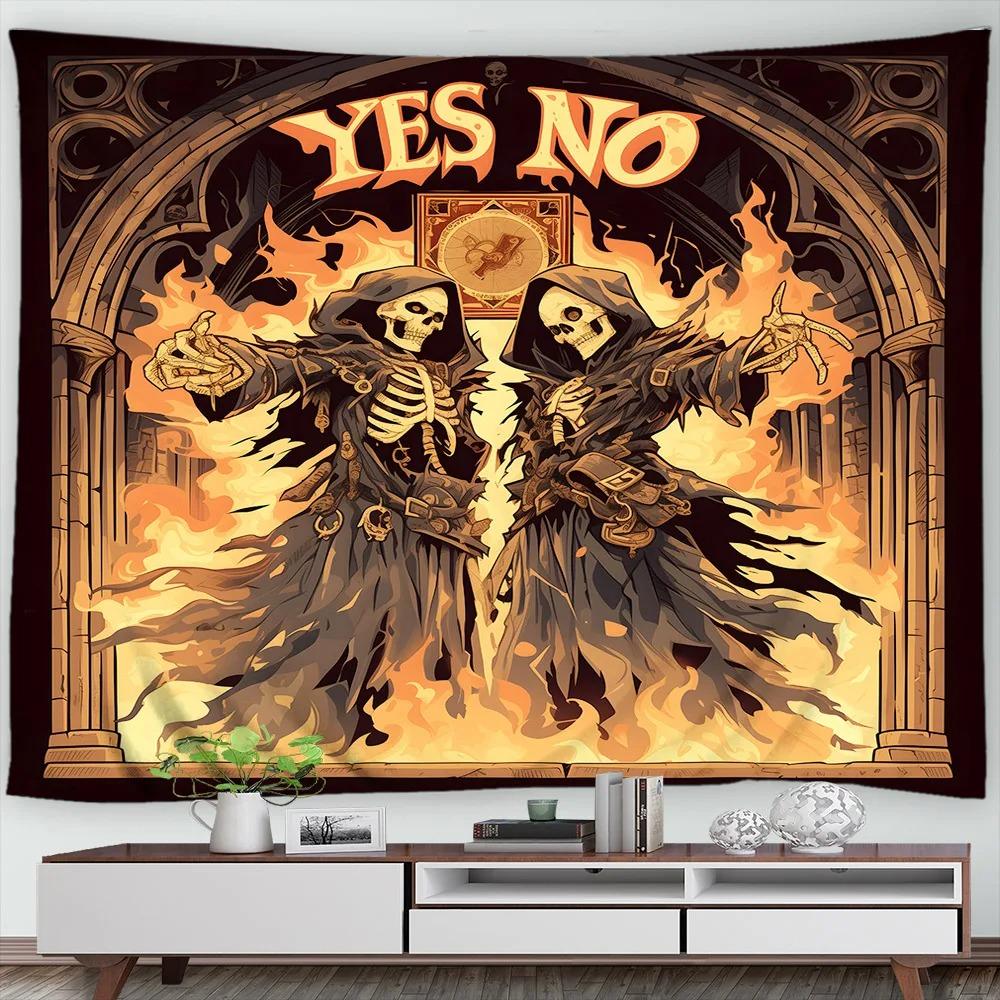 Halloween Decorative Tapestry Mummy Skull Pumpkin Halloween Theme Party Wall Hanging Home Living Room Room Decoration