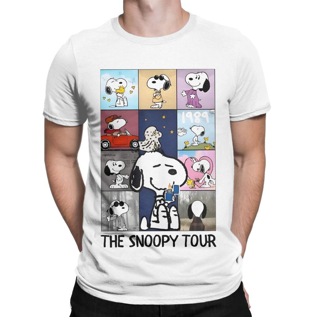 Футболки Snoopy And Woodstock Аксессуары для Мужчин Женщин Хлопок Повседневные Мультфильм Peanuts Футболка С Коротким Рукавом Топы С Принтом