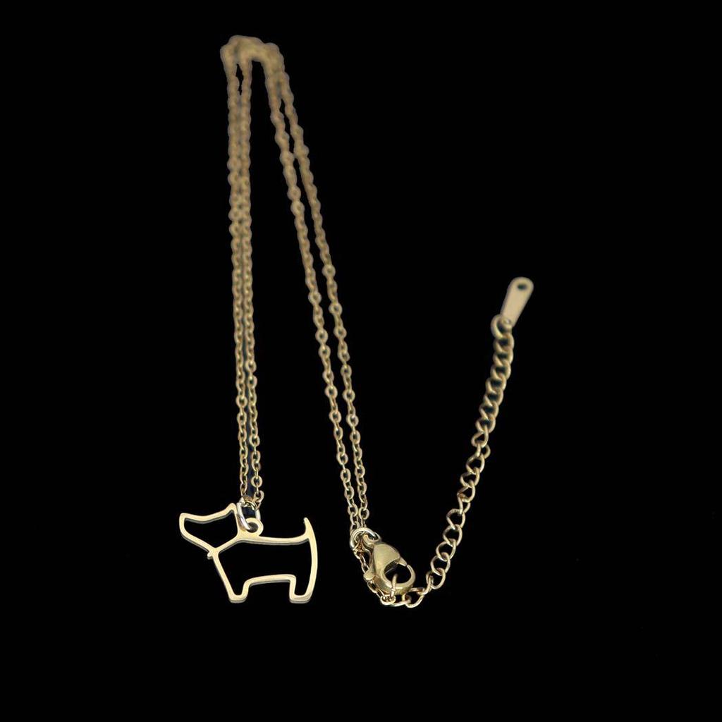 Stylish Stainless Steel Dog Pendant Necklace - Clavicle Chain Puppy Accessory
