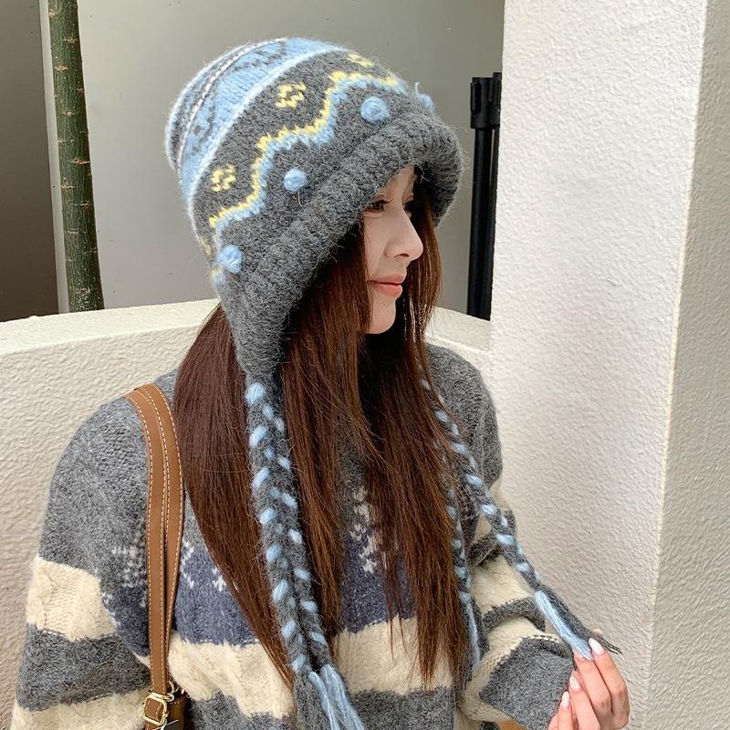 Women S Fair Isle Knit Hat Thick Warm Ear Protection Beanie Casual Fit
