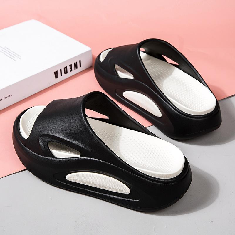 Модные женские тапочки KIDMI Fashion для улицы, плоские сандалии из ЭВА, новая пляжная обувь для бассейна и душа, нескользящие, с амортизацией, на толстой подошве, тапочки-облака