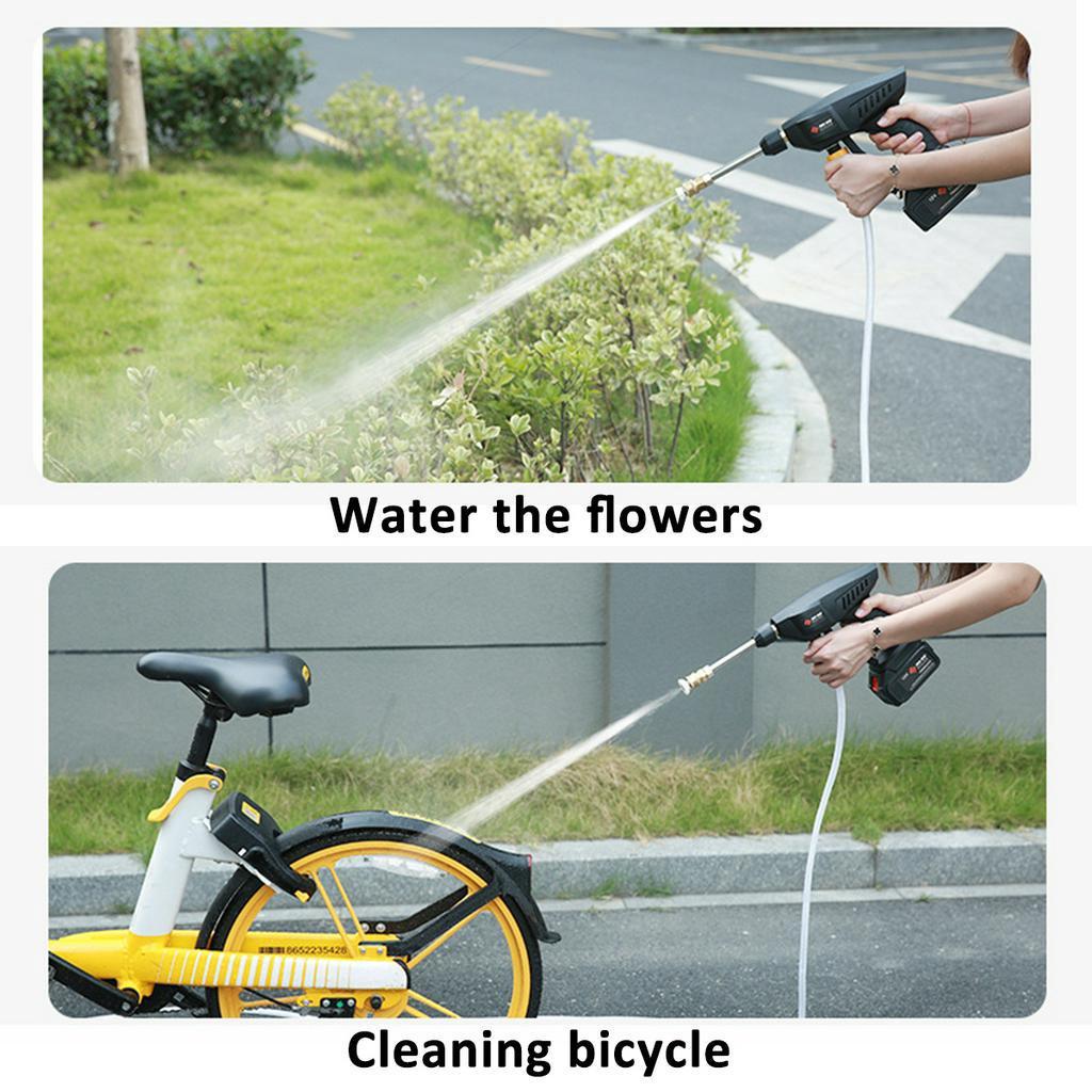 156/200W 100-240V 12V/25V Cordless Pressure Cleaner Car Washer & Water Hose Nozzle 2 Battery Outdoor