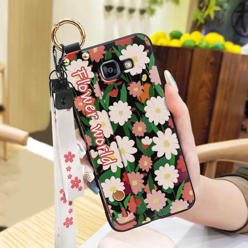 Back Cover Wristband Phone Case For Samsung Galaxy A510/A5 2016/SM-A510F Anti-dust Kickstand Waterproof Flower Durable