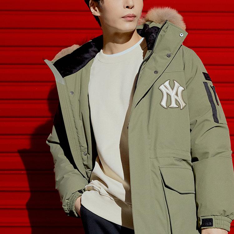 Новые пуховики с базовым логотипом MLB Унисекс Зеленый 3ADJJ0216-50KAS