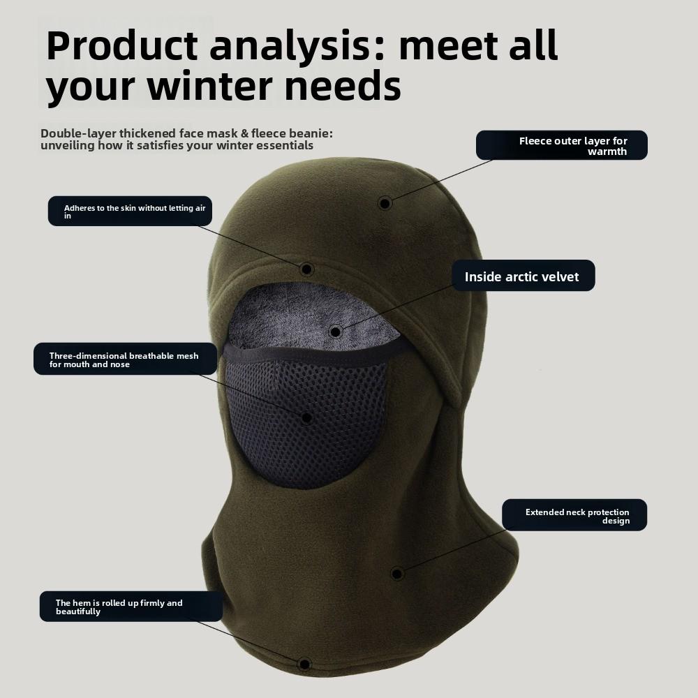 Breathable Balaclava Cycling Cap Neck Protection Ski Windproof Cap Warm Hat Mask  Outdoor Sports