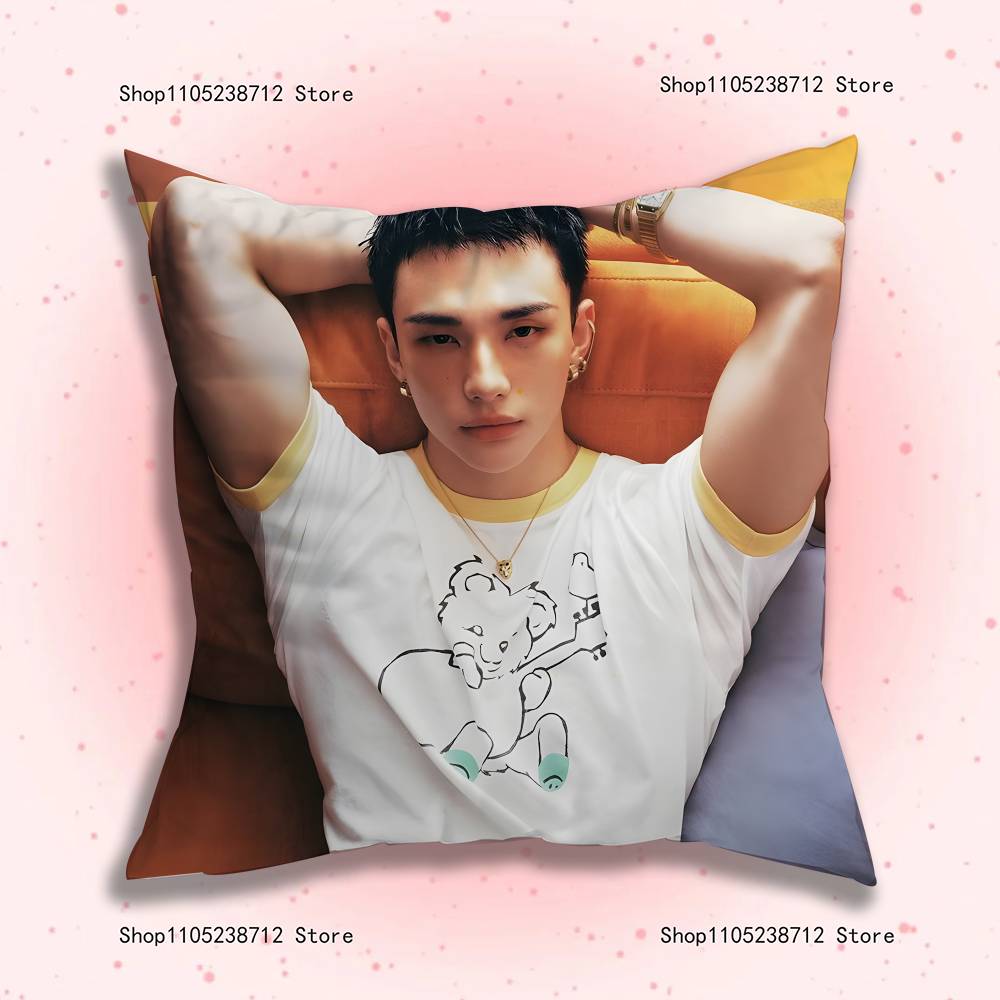Singer HHyunjinS Pillow Case Plush Fabric Soft Pillowcase Double Sided Print Sofa Cushion Cover Throw
