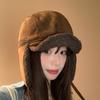Large Earflap Beanie Hat Women Solid Color Warm Fleece Lined Fashionable Winter Outdoor