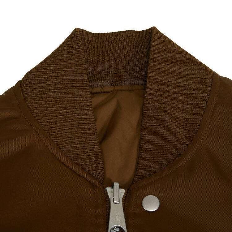 Jordan Solid Logo Patch Baseball Collar Reversible Cotton Jacket Men Outerwear Brown DQ7345-385