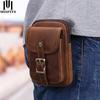Genuine Leather Waist Packs Men Vintage Travel Fanny Pack with Passport Holder Belt Phone Bag for Man Small Hook Bum Bag