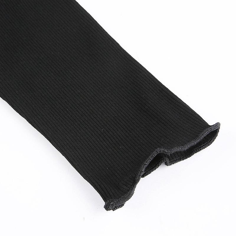 Женская футболка с высоким воротником, пуловер с длинными рукавами, однотонный укороченный топ