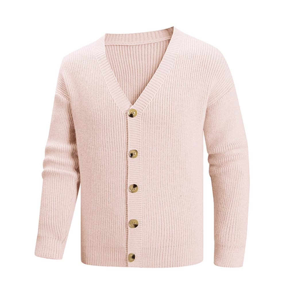 Мужской однотонный свитер, вязаный кардиган на пуговицах, куртка в британском стиле