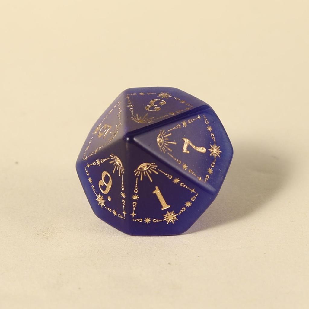 Набор кубиков «Кошачий глаз» среднего синего цвета: Узор Глаза Гора для Dungeons & Dragons