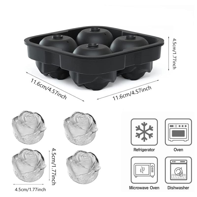 3D Rose Ice Cube Tray Silicone Ice Molds Diamond Silicon Mould 6 Grid Reusable for Cocktails Whiskey Party Supplies Ice Maker