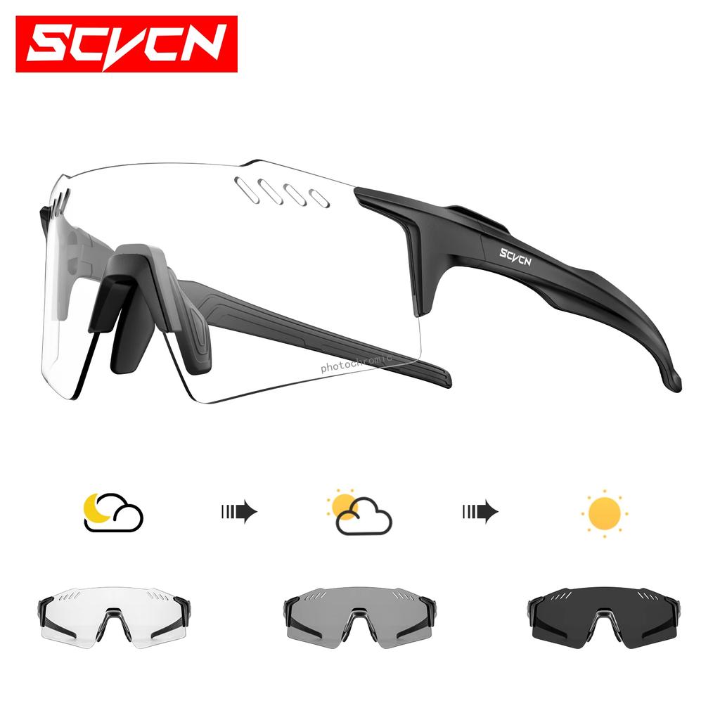 Фотохромные велоочки SCVCN с защитой UV400, спортивные очки для MTB, для велосипеда, гольфа, кемпинга, вождения, на открытом воздухе