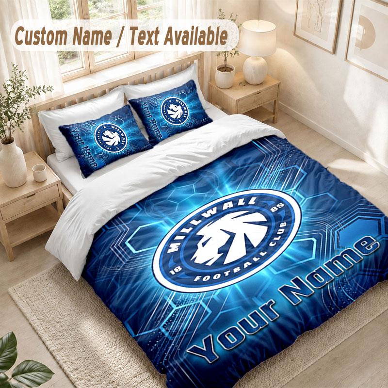 Custom Name Bedding Set 3 PiecesMillwall Print Duvet Cover + 2 Pillowcases Soft Bed Decor