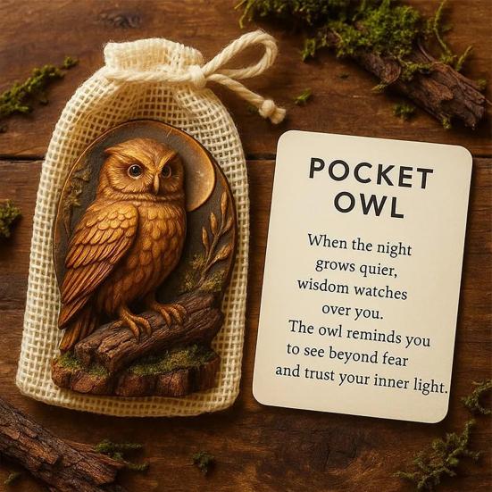 Animal Pocket Hug with Positive Card Emotional Support Love Heart Wolf Turtle Owl Rabbit Crow Pocket Token Decoration Inspirational Encouragement Gift